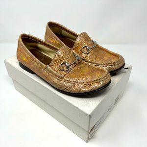 Girls Gucci Pink Iridescent Loafers with Box Sz 33